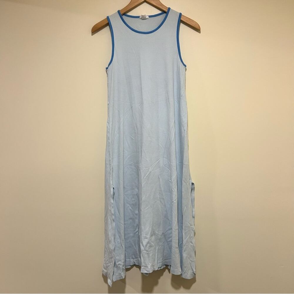 LAKE Pima Cotton Blue Striped Nightgown in White & Blue Size XS